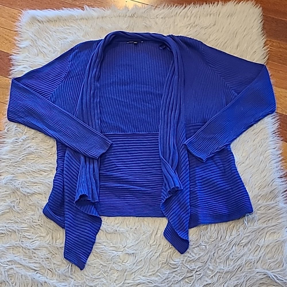 Chaus‎ womens bright blue cotton open cardigan size xl